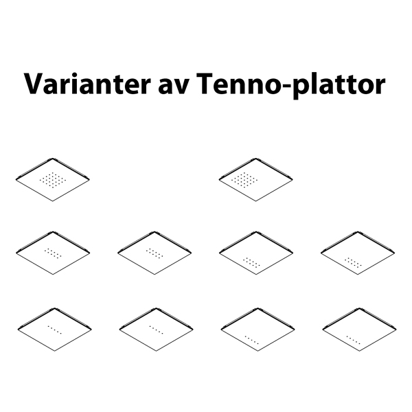 Nyhet: Tenno standardmodeller. Tenno finns med 5, 10 respektive 25 dioder, placerade på olika ställen för att kunna passa de flesta installationer.