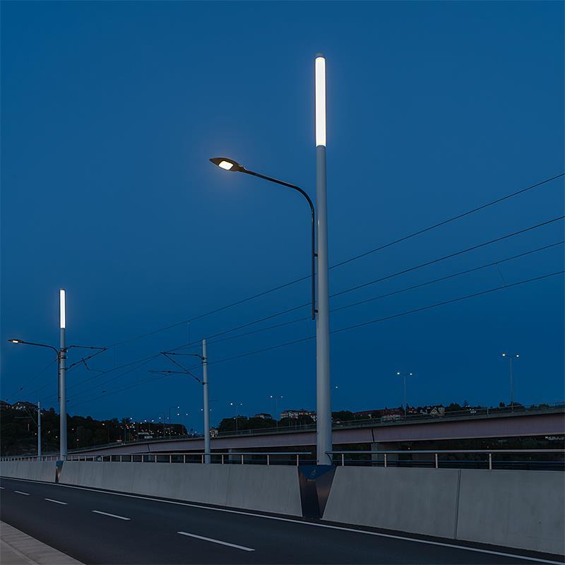 Projekt, Belysningsstolpe stål: Lysande stolptoppar på Lilla Lidingöbron